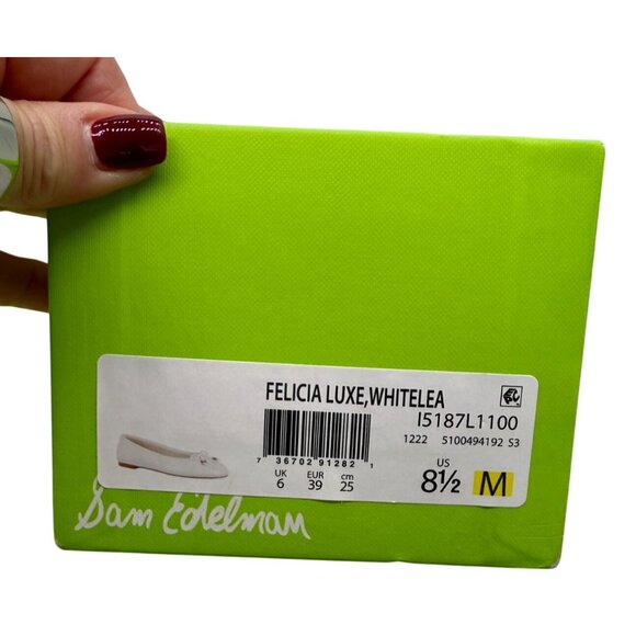 Sam Edelman Felicia Luxe Ballet Flats White Leather Bow Detail NWB – Size 8.5 - Picture 4 of 5